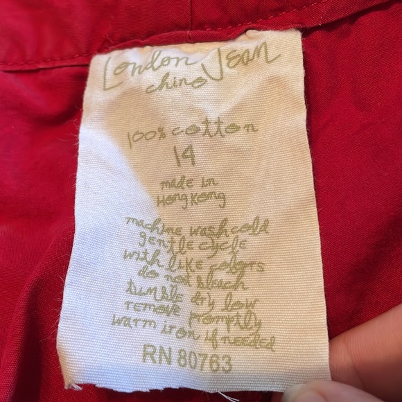 London Jean Chino Capris. Red. Size 14 - Picture 12 of 12